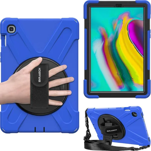 Miniatura 11 de BRAECN Funda para Samsung Galaxy Tab S5e de 10.5 pulgadas 2019, resistente a prueba de golpes con soporte giratorio 360/correa de mano y correa