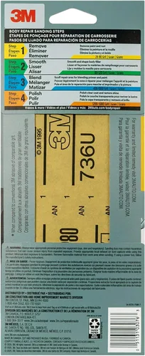 Miniatura 5 de Papel de lija de alto rendimiento 3M, 03076, grano 80, 3 2/3 x 9 pulgadas, 5 hojas por paquete