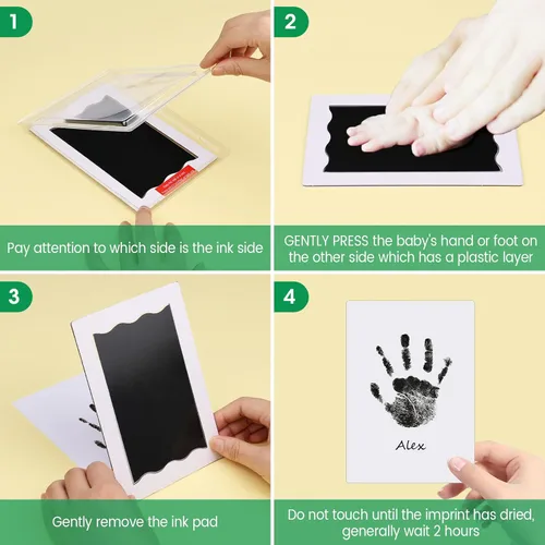 Miniatura 3 de Kit de huellas y manos para bebé, 8 piezas de gran tamaño sin tinta para bebé con marcos de fotos, almohadillas de tinta de tacto limpio, kit