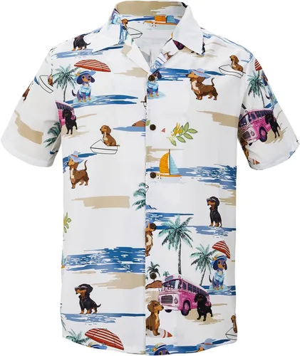 Miniatura 139 de Camisa hawaiana para hombre, con estampado floral, cómoda, con botones, casual, manga corta, ropa de playa para hombre