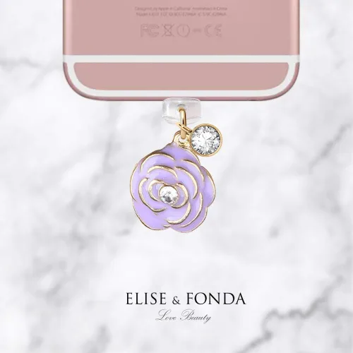 Miniatura 3 de EIISE & FONDA CP34 Puerto de carga USB Anti Polvo Plug Little Purple Rose Flower Colgante Teléfono Charm para iPhone 11/XS MAX/XR/X/8 Plus/7/6S/6/SE