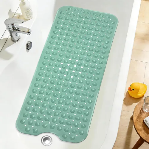 Miniatura 28 de Tapete de ducha negro antideslizante de 17 x 30 pulgadas, tamaño estándar, tapete de baño de burbujas suaves para ducha interior, tapete de baño