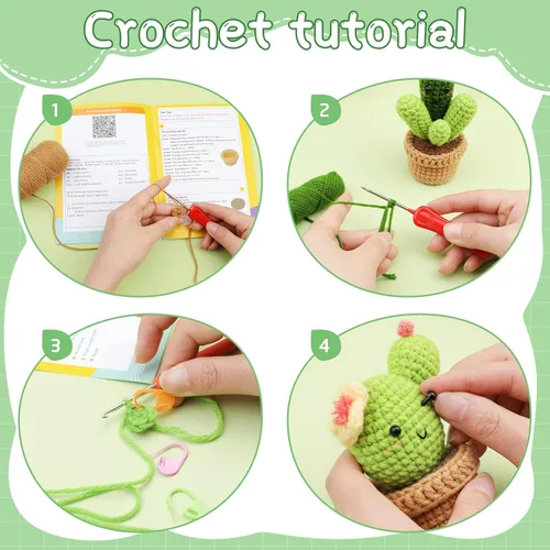 Miniatura 3 de WONVOC Kit de ganchillo para plantas, kit de plantas de ganchillo para principiantes, kit de ganchillo para adultos, con ganchillos, suministros