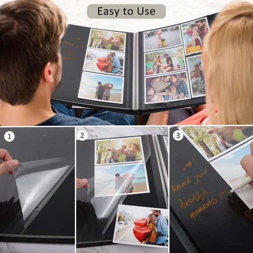 Miniatura 4 de RECUTMS Álbum de fotos autoadhesivo, 60 páginas, álbum de fotos scrapbook de bricolaje con páginas adhesivas con capacidad para fotos de 3 x 5, 4 x