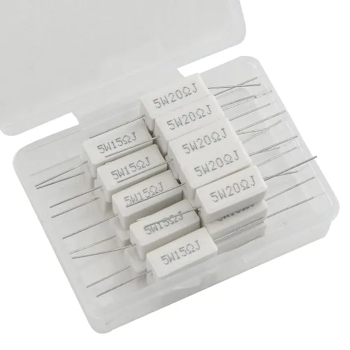 Miniatura 3 de Resistencias de cemento de 5 W, 1 ohmio, 5 ohmios, 10 ohmios, 15 ohmios, 20 ohmios, resistencias de cemento de cerámica, 5 % de cerámica, kit