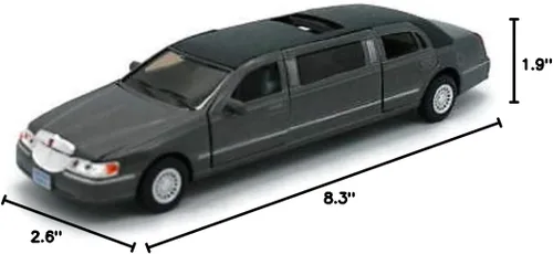 Miniatura 2 de KiNSMART 1999 Lincoln Town Car - Limusina elástica negra de 7 pulgadas, escala 1:38, modelo de metal fundido a presión, juguete de limusina