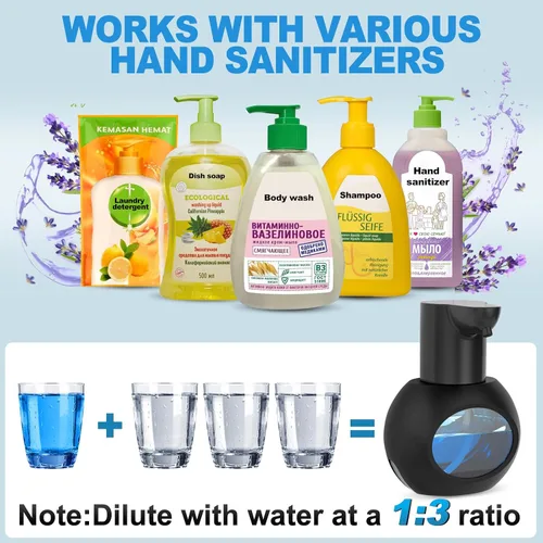 Miniatura 5 de Dispensador automático de jabón espumoso de 15 oz/420ml, desinfectante de manos espumoso, soporte de pared sin contacto con 4 niveles, dispensador