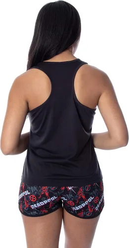 Miniatura 5 de Marvel Deadpool - Conjunto de pijama para mujer con espalda cruzada y pantalones cortos