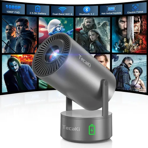 Miniatura 12 de Mini proyector con WiFi y Bluetooth, aplicaciones integradas, proyector portátil giratorio de 210°, proyector de película de soporte de 1080P