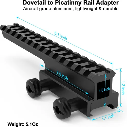Miniatura 5 de Soporte Elevador, Montaje Táctico de Alto Perfil Picatinny Weaver Rail Adaptador de Montaje Superior Plano y Elevador para Miras y Ópticas, 1" A x