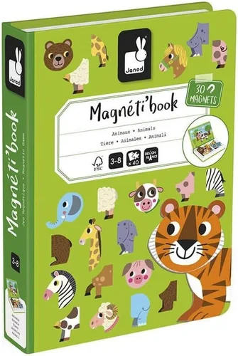 Miniatura 3 de Janod MagnetiBook - Juego magnético de 41 piezas para mezclar y combinar animales, juego creativo, mejora las habilidades motoras, desarrolla