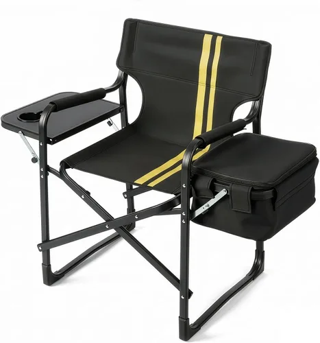 Miniatura 8 de Black Light Weight Camping Directors Chair for Camping Aluminum Frame and Oxford Fabric Supports 300 lbs, Foldable and Portable, with Side Cooler