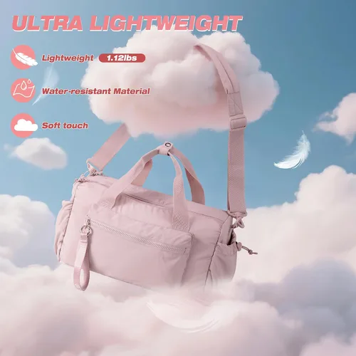 Miniatura 3 de Pequeña bolsa de gimnasio para mujer, bolsa deportiva de 12 litros con compartimento húmedo, mini bolsa de viaje para entrenamiento y fitness, Rosa