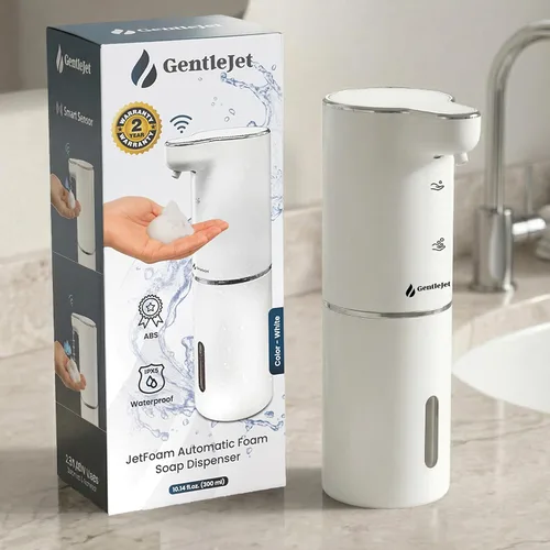 Miniatura 10 de GentleJet JetFoam - Dispensador automático de jabón de espuma, sensor sin contacto, recargable USB-C, salida ajustable, IPX5 impermeable, 10.1 fl