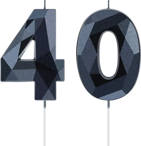 Miniatura 11 de Nuanchu Velas de cumpleaños número 10 en forma de diamante 3D, velas numeradas para pastel de cumpleaños, velas temáticas para hornear en familia