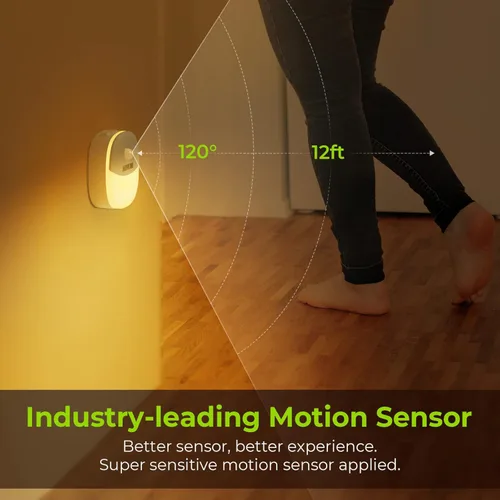 Miniatura 5 de AUVON Luz nocturna de batería recargable, mini con sensor de movimiento, luz LED blanca cálida con sensor de atardecer a amanecer, brillo ajustable