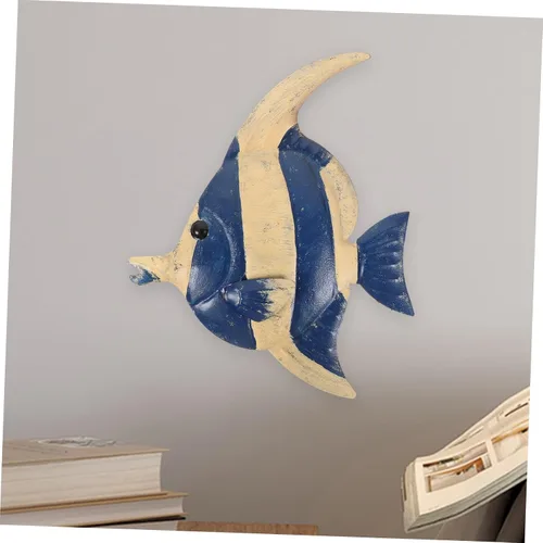 Miniatura 5 de BESPORTBLE Peces a rayas de hierro forjado para jardín, arte de metal al aire libre, escultura de animales inspiradores, peces tropicales, arte