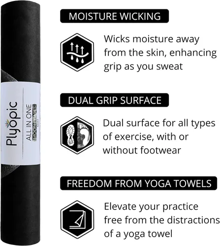 Miniatura 4 de Plyopic. Tapete de yoga todo en uno, combo de tapete de lujo con agarre para el sudor, ideal para yoga, yoga caliente, bikram, pilates, Moons