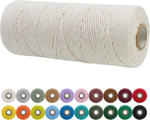 Miniatura 157 de JeogYong Cordón de macramé de un solo hilo 2mm x 164 yardas (492 pies) Cuerda de algodón suave, hilo de macramé 2 mm, suministros de macramé