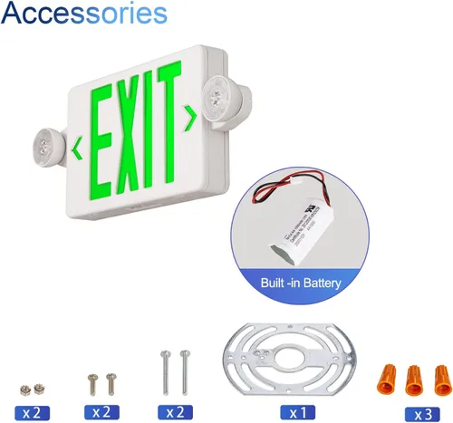 Miniatura 4 de GZRUIYANG Señal de salida con luces de emergencia verde, luz LED de salida de emergencia con batería de respaldo, certificado UL 924, CA 120/277V