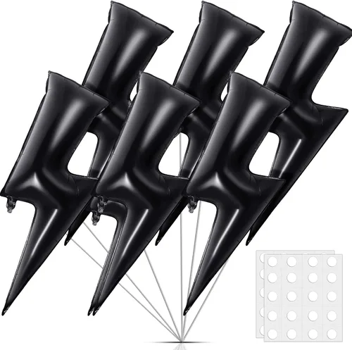Honoson 6 globos negros de 45 pulgadas, globos grandes de papel de aluminio para fiesta, suministros de fiesta de cumpleaños, globos de rayo para