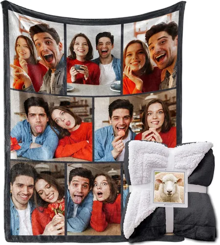 Miniatura 7 de MeMoShe Manta personalizada de felpa con foto para regalo de cumpleaños para novio o novia 40x50 pulgadas, manta personalizada con imagen, regalos