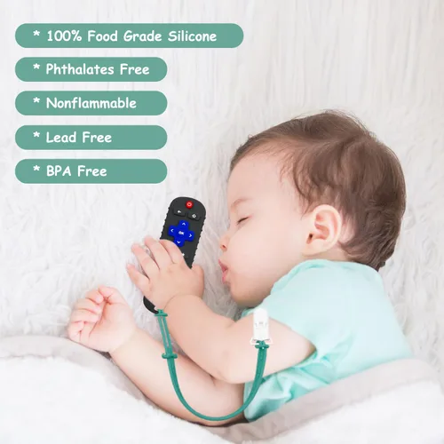 Miniatura 5 de Paquete de 2 mordedores con forma de control remoto para bebé, juguete para bebés, control remoto de TV, juguetes de dentición con control remoto