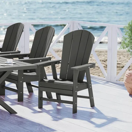 Miniatura 44 de WestinTrends Malibu Outdoor Patio HDPE Adirondack Silla de comedor para patio, color negro