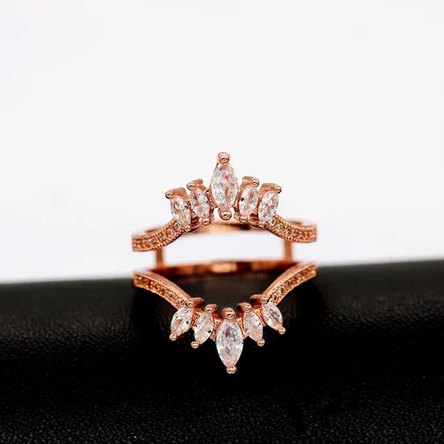 Miniatura 4 de Uloveido Y445 - Anillo de boda con circonita cúbica blanca AAA, talla marquesa