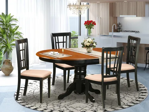 Miniatura 2 de East West Furniture KENI5-BCH-C - Juego de muebles de comedor de 5 piezas, incluye una mesa de cocina ovalada con hojas de mariposa y 4 sillas