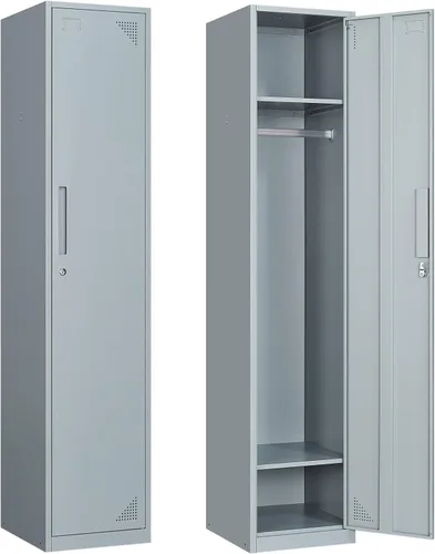 Miniatura 12 de PEUKC Armario de almacenamiento de metal, armario de almacenamiento de 71 pulgadas de alto para empleados, gabinete de acero con cerradura y llaves