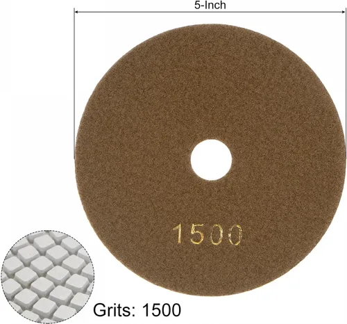 Miniatura 2 de uxcell Almohadilla de pulido de diamante de 5 pulgadas, 1500 granos de molienda húmeda/seca para piso de encimera de mármol de hormigón de piedra