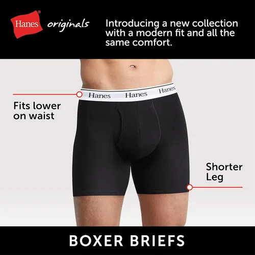 Miniatura 6 de Hanes Originals Mens Boxer Briefs & Trunks, Stretch Cotton Moisture-Wicking Underwear, Modern Fit Low Rise, Multipacks
