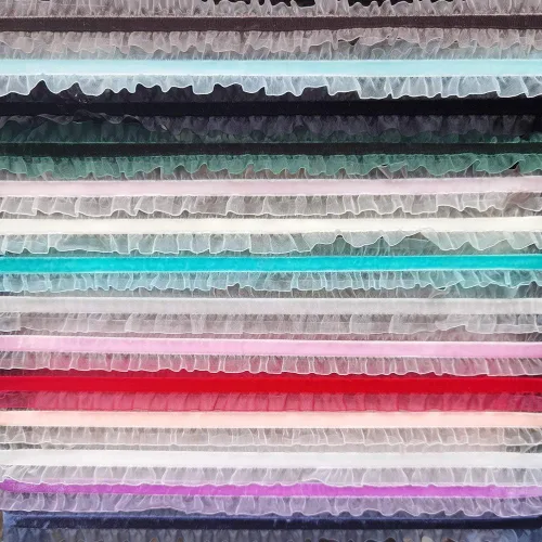 Chenkou Craft Mix Lots - Diadema elástica de terciopelo con doble volantes de 15 yardas, 1 pulgada (0.984 in)