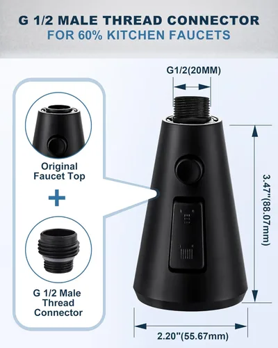 Miniatura 5 de ALEASHA Reemplazo de Cabezal de Grifo de Cocina Extraíble, Boquilla Rociadora de Fregadero de 3 Funciones con 9 Adaptadores, Compatible con Moen