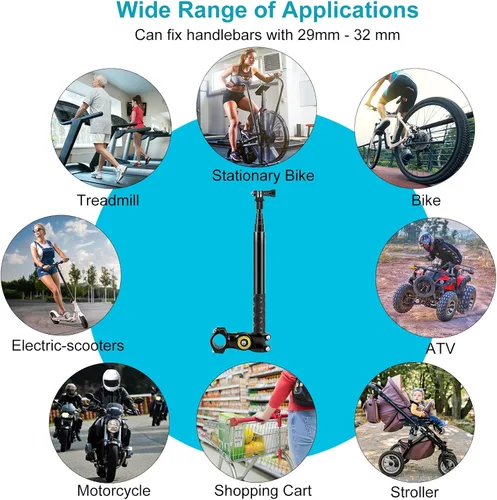 Miniatura 9 de PULUZ Soporte para manillar de motocicleta para Gopro, Insta360 One×2/×3 y otras cámaras de acción Selfie Stick se adapta a manillares de 1.142