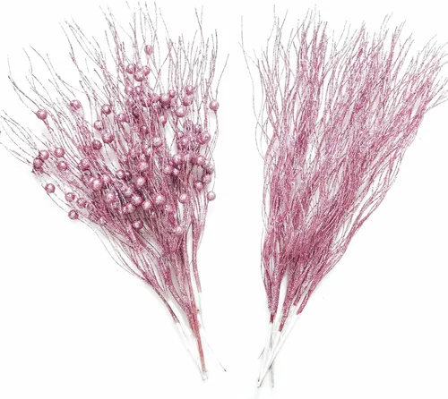 Púas y aerosoles para árbol de Navidad, 20 unidades, púas de Navidad rosas para árbol, decoraciones de Navidad rosadas, adornos de decoración de