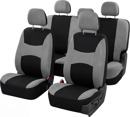 Miniatura 36 de Juego de funda para asiento bolsas de aire de tela negra ligera y fresca FH Group FH-FB030115-SEAT lista para separar; se ajusta a la mayoría de Rosa