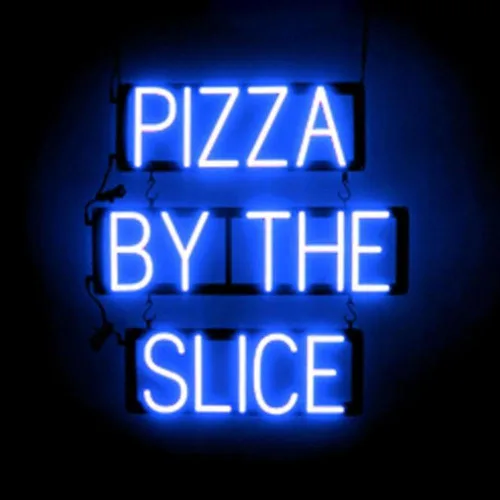 Miniatura 10 de SpellBrite Cartel PIZZA Letrero relacionado con pizza con aspecto de neón, fuente de luz LED azul 17.6 x 6.3 pulgadas