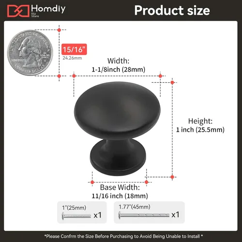 Miniatura 2 de Homdiy - Perillas redondas para puertas de gabinetes y cajones, perillas para alacenas y armarios