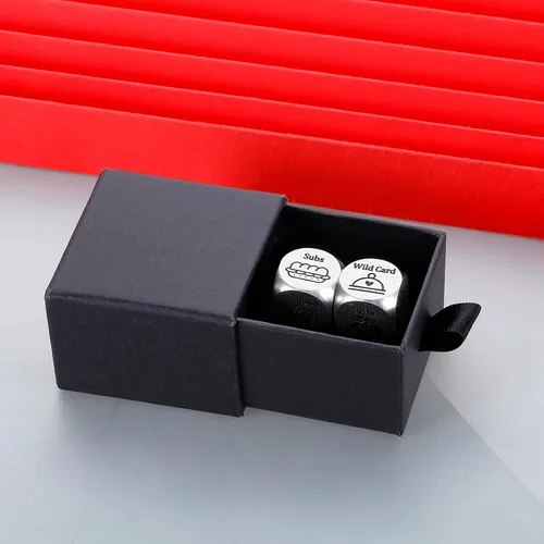 Miniatura 7 de Dados de intercambio de regalos de Papá Noel, 2 piezas de dados de decisión de alimentos, rellenos de calcetines de Navidad, regalos divertidos
