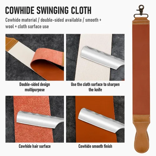 Miniatura 2 de Kit profesional de afeitar de hoja recta con Strop, afeitadora afilada de acero inoxidable con borde recto, maquinilla de afeitar de peluquería
