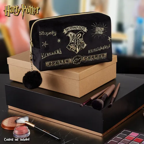 Miniatura 6 de Harry Potter Regalos para mujeres, bolsa de maquillaje de terciopelo, bolsa de cosméticos, organizador de viaje, pequeña bolsa de aseo para Negro