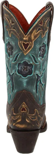 Miniatura 3 de Dan Post Womens Blue Bird Floral Tooled-Inlay Snip Toe Casual Boots Mid Calf Mid Heel 2-3" - Brown