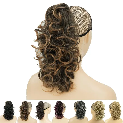 Miniatura 12 de IMISSU Extensiones de cabello rizado desordenado, cola de caballo con clip de cola de caballo (rubio playa)