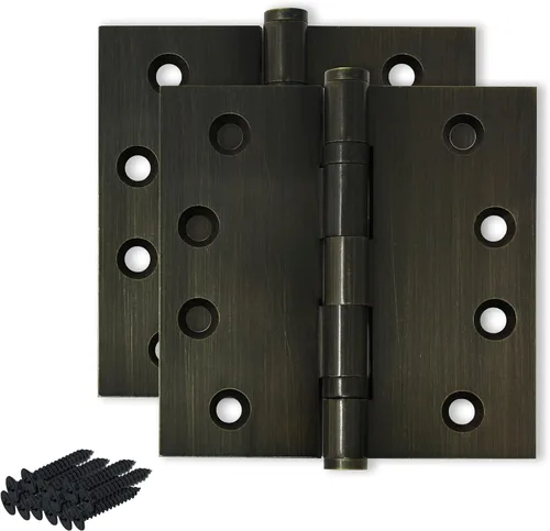 Bisagra de puerta de latón macizo, rodamiento de bolas resistente, 4 x 4 pulgadas, juego de 2 bisagras (latón antiguo)
