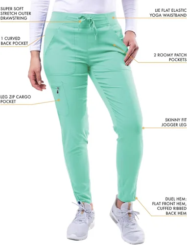 Miniatura 4 de Adar Pro - Conjunto de ropa quirúrgica con mejora de movimiento para mujer, blusa médica con cuello en V y pantalón médico deportivo y para yoga