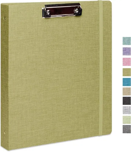 Miniatura 8 de Carpeta de tres anillos con portapapeles, cubierta de lino, carpeta de 1 pulgada para papel de 8.5 x 11 pulgadas, 2 bolsillos interiores de papel