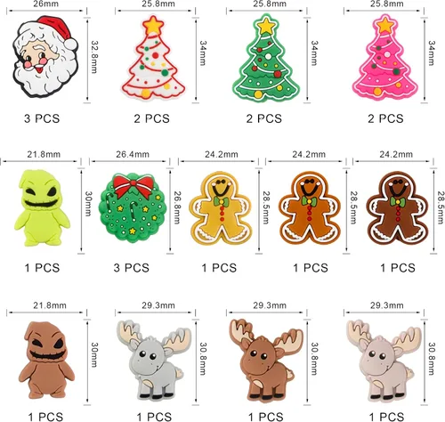 Miniatura 2 de Sunrony 20 cuentas focales de silicona para hacer llaveros, cuentas de silicona focales de personajes navideños a granel para bolígrafos, pulseras