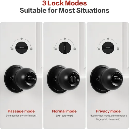Miniatura 4 de Lockin Cerradura de Puerta con Huella Dactilar 4 en 1, Perilla de Puerta Inteligente con Cerradura, Cerradura de Puerta Biométrica con Control por